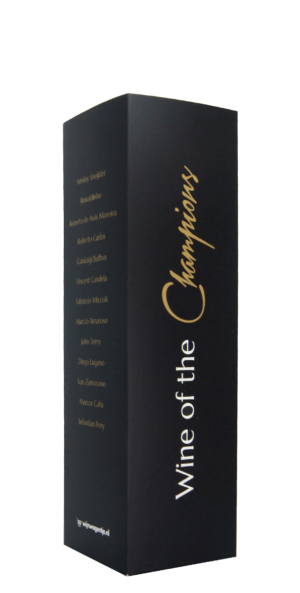 Cadeauverpakking "Wine of the champions" in zwart met goud