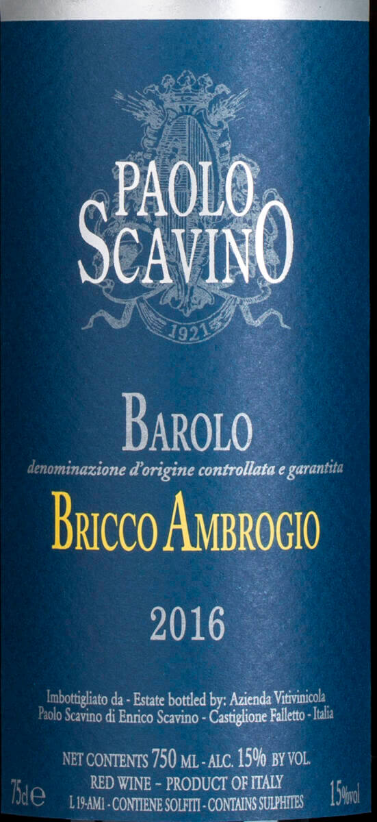 Etiket-Paolo Scavino Barolo Bricca Ambrogio 2016-F