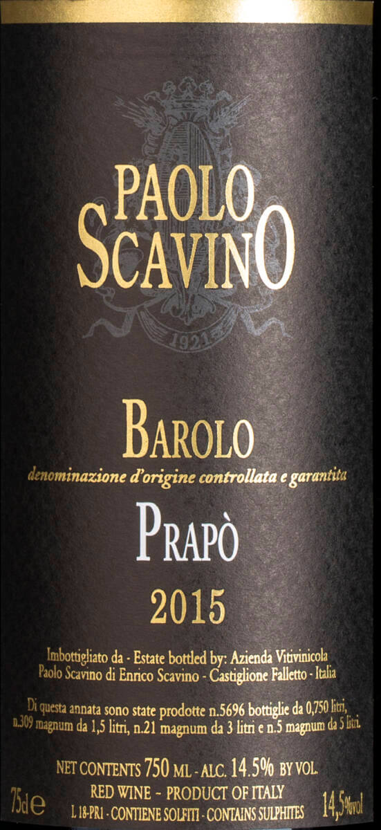 Etiket-Paolo Scavino Barolo Prapò 2015-F