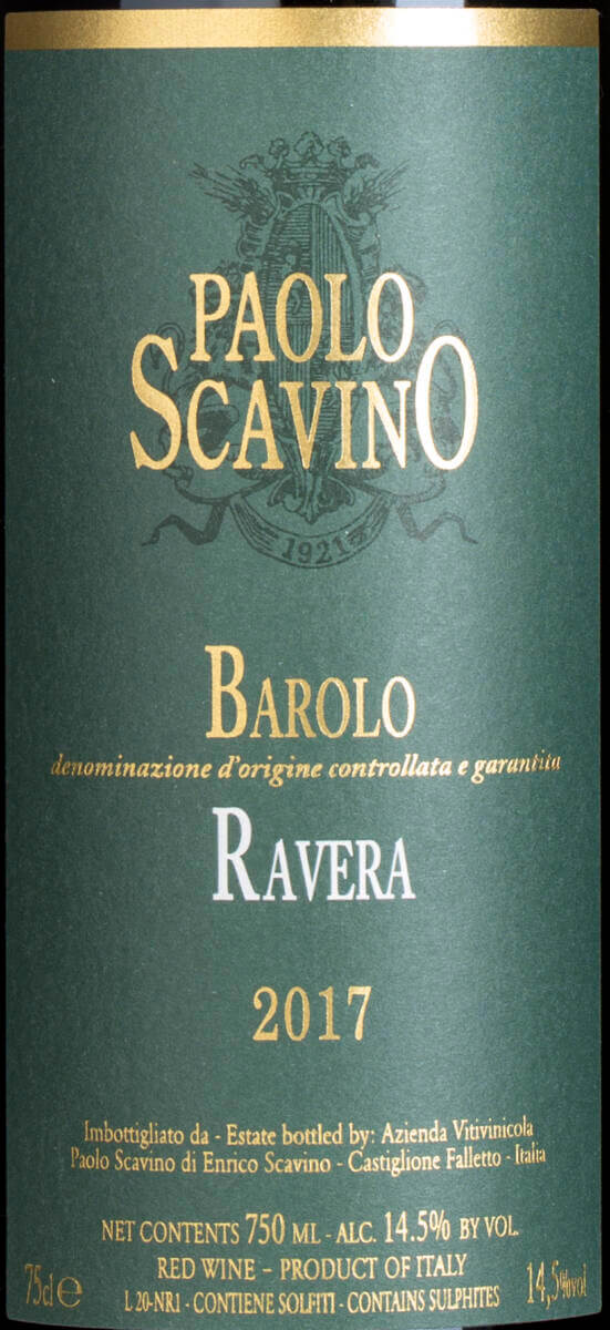 Etiket-Paolo Scavino Barolo Ravera 2017-F