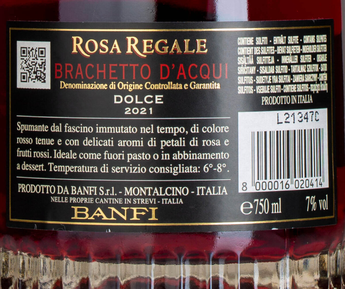 Etiket-Rosa Regale Brachetto D'Acqui Dolce 2021-B