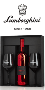 Lamborghini gift box red wine + 2 zwarte partyglazen