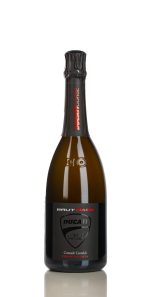 Fles Franciacorta Contadi Castaldi Ducati Corse Brut met rood-zwarte Ducati-label