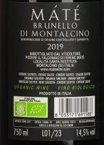 Close-up etiket Brunello di Montalcino 2019 – biologische Sangiovese uit Toscane