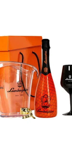 Lamborghini Gift Box - 1.Glacette 2.Spumante Orange Demi Sec  3.Glasses  4.Stopper