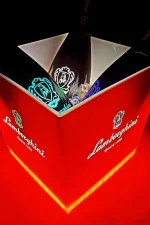 Lamborghini wijnkoeler met LED verlichting Oranje voor 4 flessen - Afbeelding 2