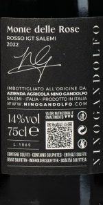 Etiket Monte delle Rose Salemi Rosso IGP 2022 van Nino Gandolfo