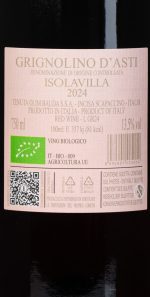 Isolavilla Grignolino d’Asti etiket detail