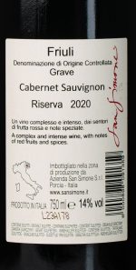 Nexus Cabernet Sauvignon etiket detail San Simone