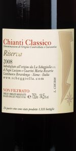 Chianti Classico Riserva etiket detail Podere Scheggiolla