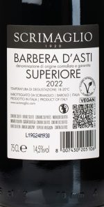 Scrimaglio Barbera d’Asti Superiore etiket detail